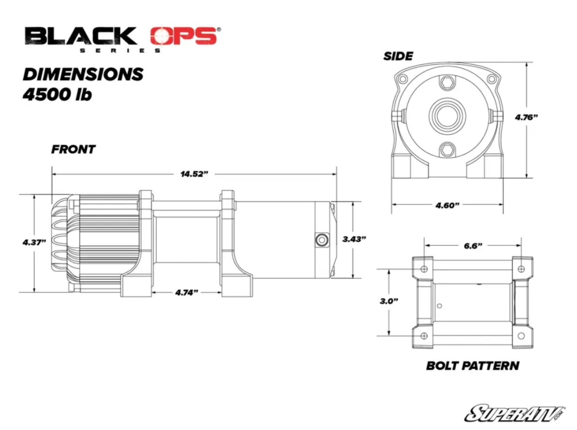 HONDA PIONEER UTV WINCH (WITH WIRELESS REMOTE & SYNTHETIC ROPE)