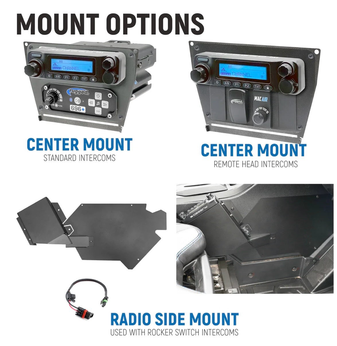 Rugged Radio Polaris RZR PRO XP / Turbo R / Pro R  Complete Communication Kit with Bluetooth Intercom and 2-Way Radio