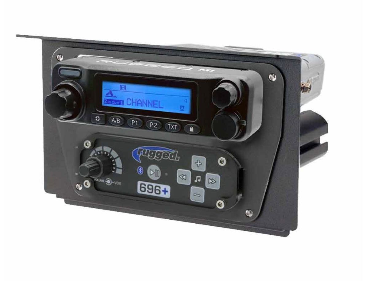 Rugged Radio Polaris RZR XP 1000 Complete Communication Kit with Bluetooth Intercom and 2-Way Radio