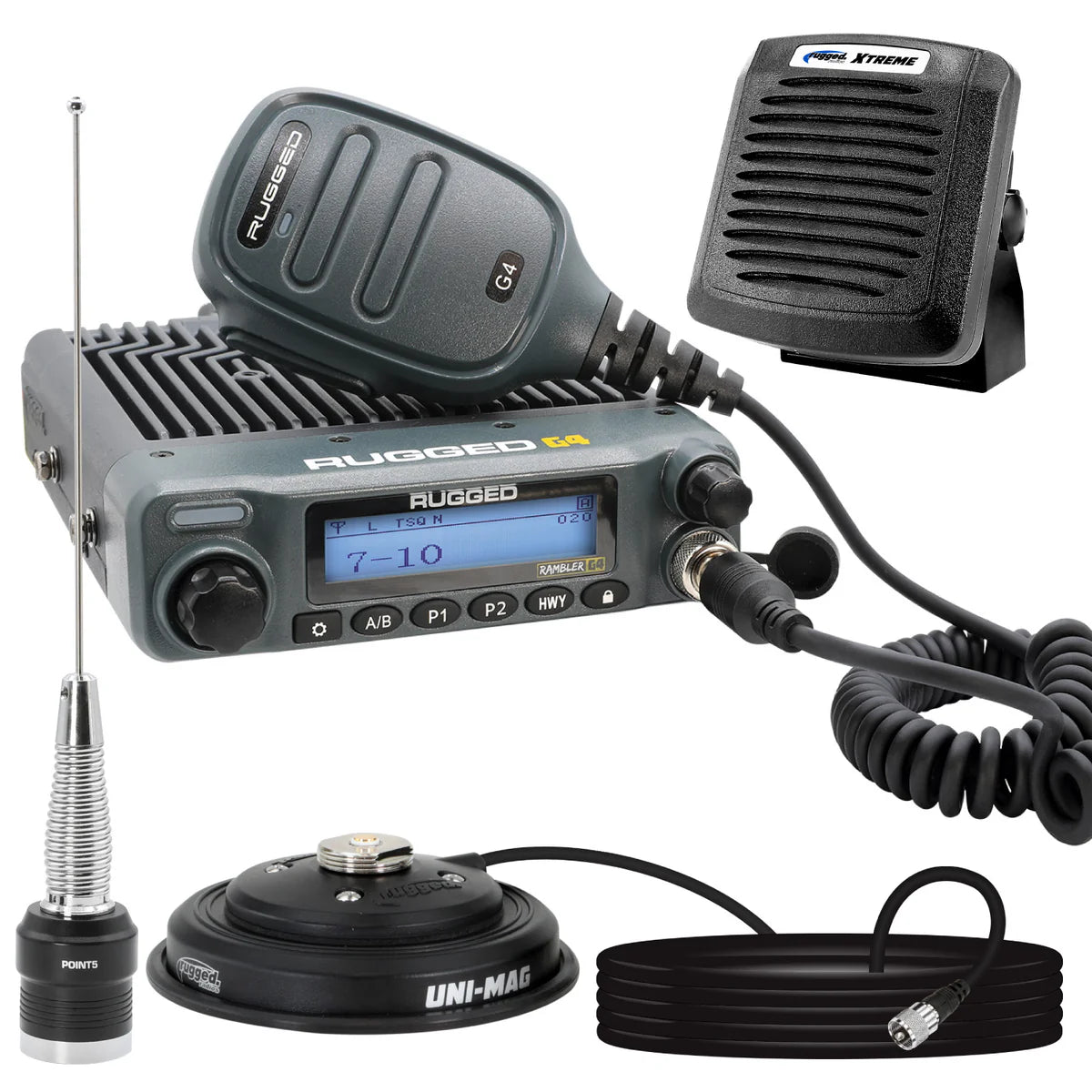Rugged Radio Kit Plus - Rambler G4 High Power GMRS Mobile Radio Kit with External Speaker