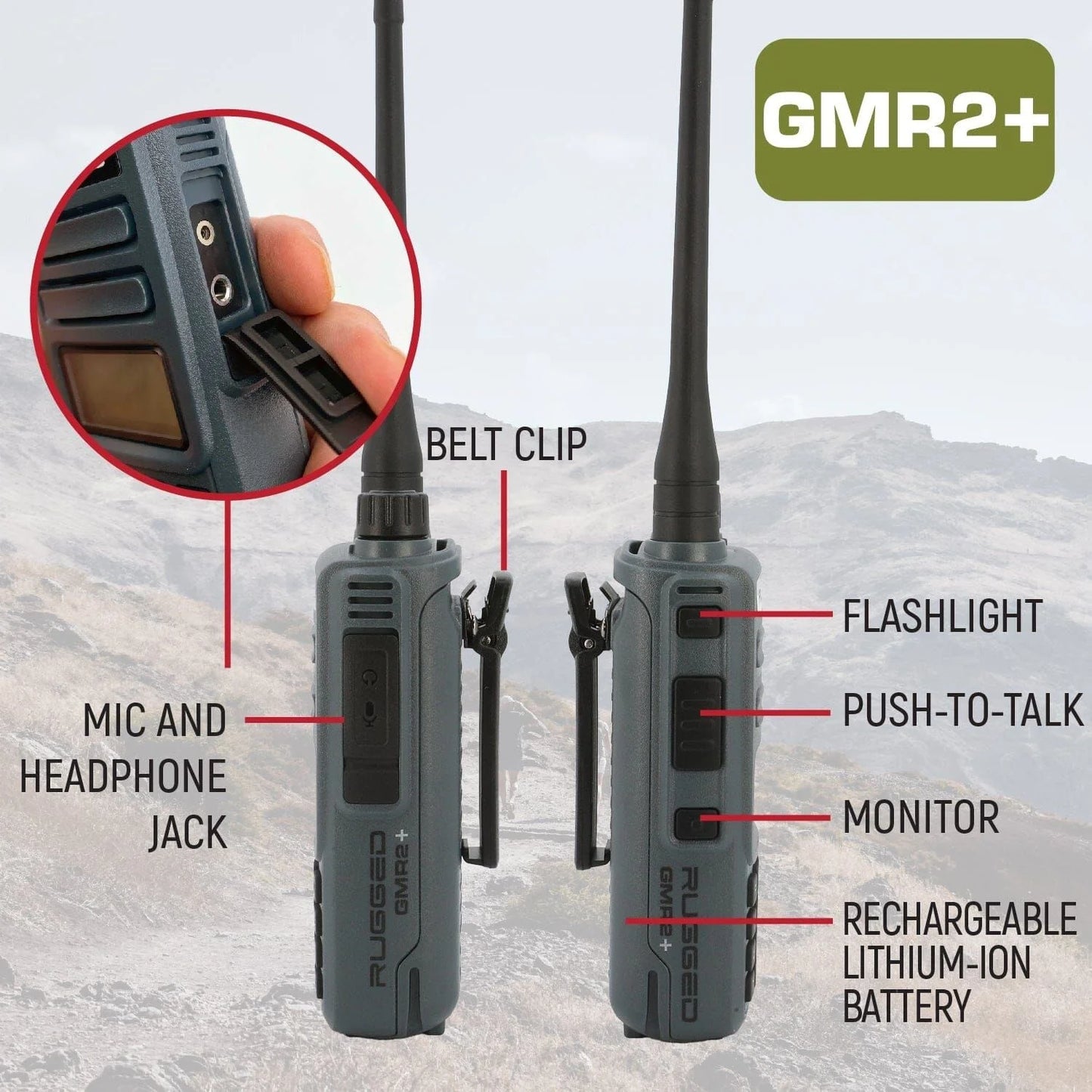 2 Pack - Rugged GMR2 PLUS - GMRS and FRS Two Way Handheld Radios