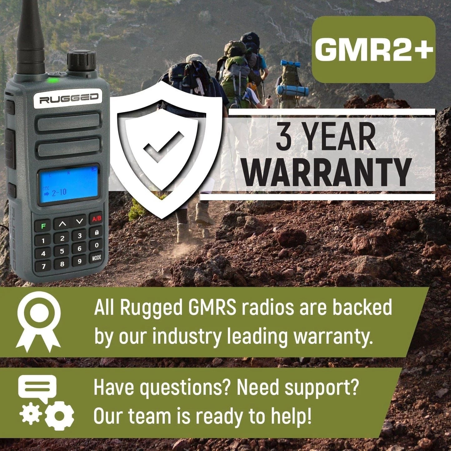 2 Pack - Rugged GMR2 PLUS - GMRS and FRS Two Way Handheld Radios