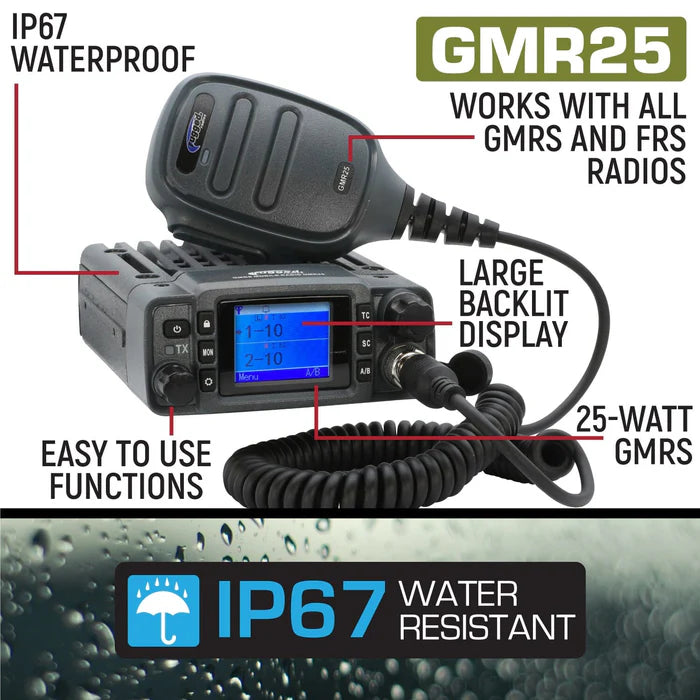 Radio Kit - Rugged GMR25 Waterproof GMRS Mobile Radio W/Antenna