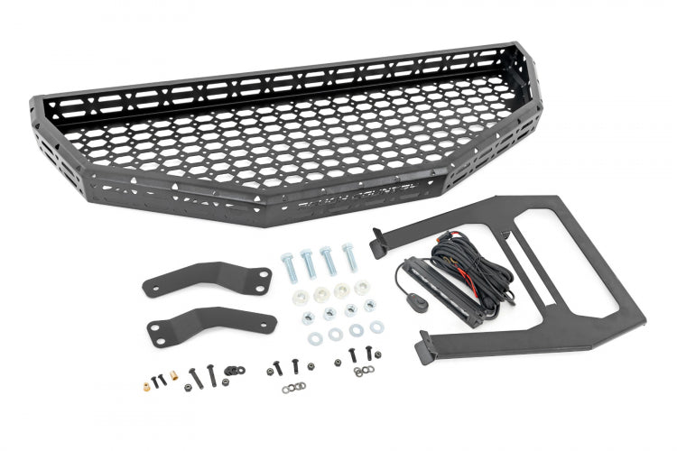 ROUGH COUNTRY PIONEER 1000/1000-5 FRONT CARGO RACK W/BLACK SERIES LED | 6" LIGHT | SLIME LINE