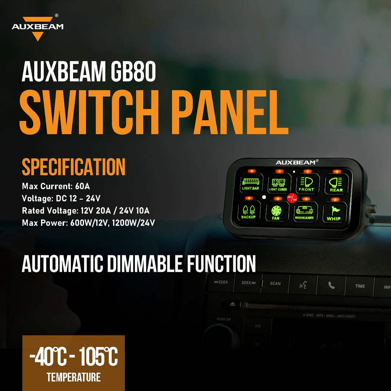 BB80 8 GANG LED SWITCH PANEL KIT AUTOMATIC DIMMABLE UNIVERSAL(TWO-SIDED OUTLET) BLUE