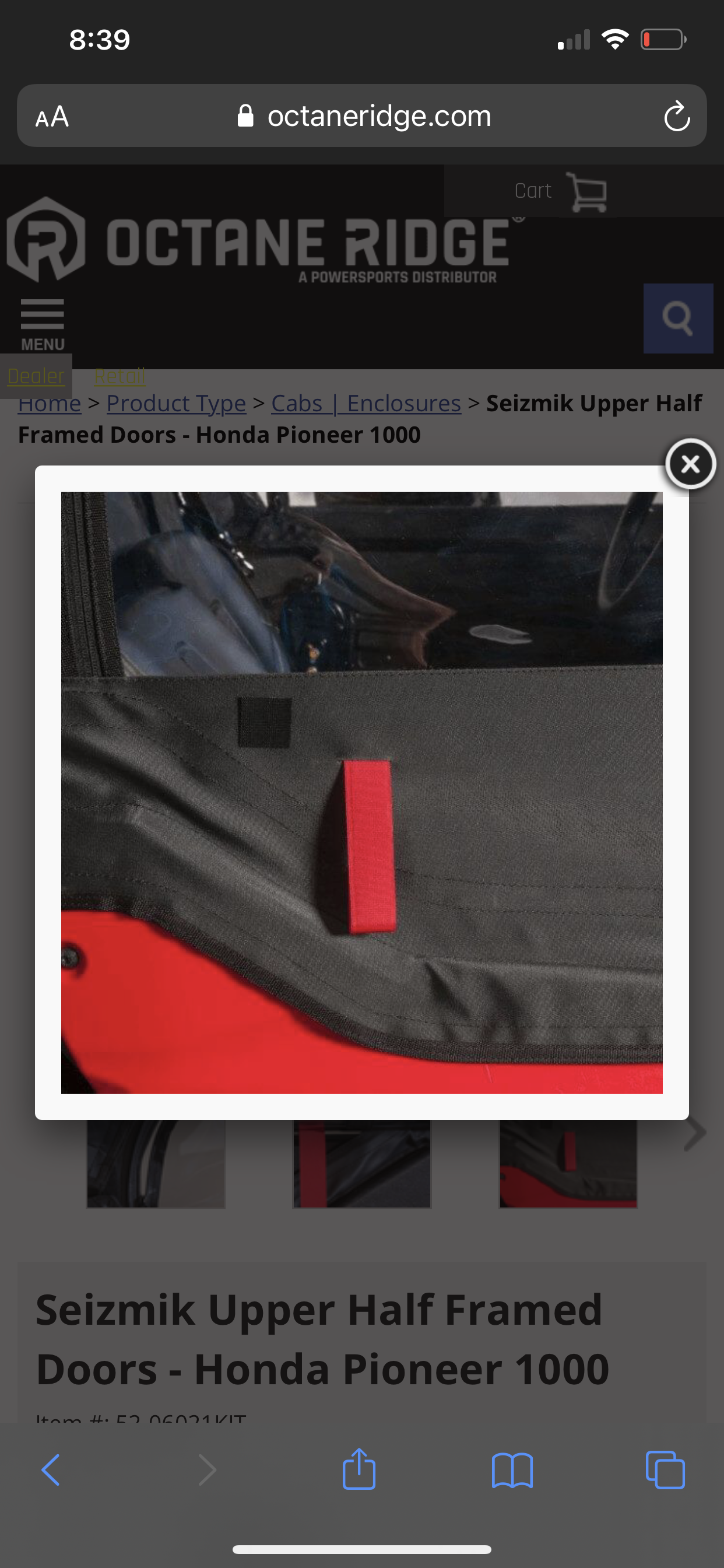 Honda Pioneer 1000 Seizmik Upper Half Framed Doors