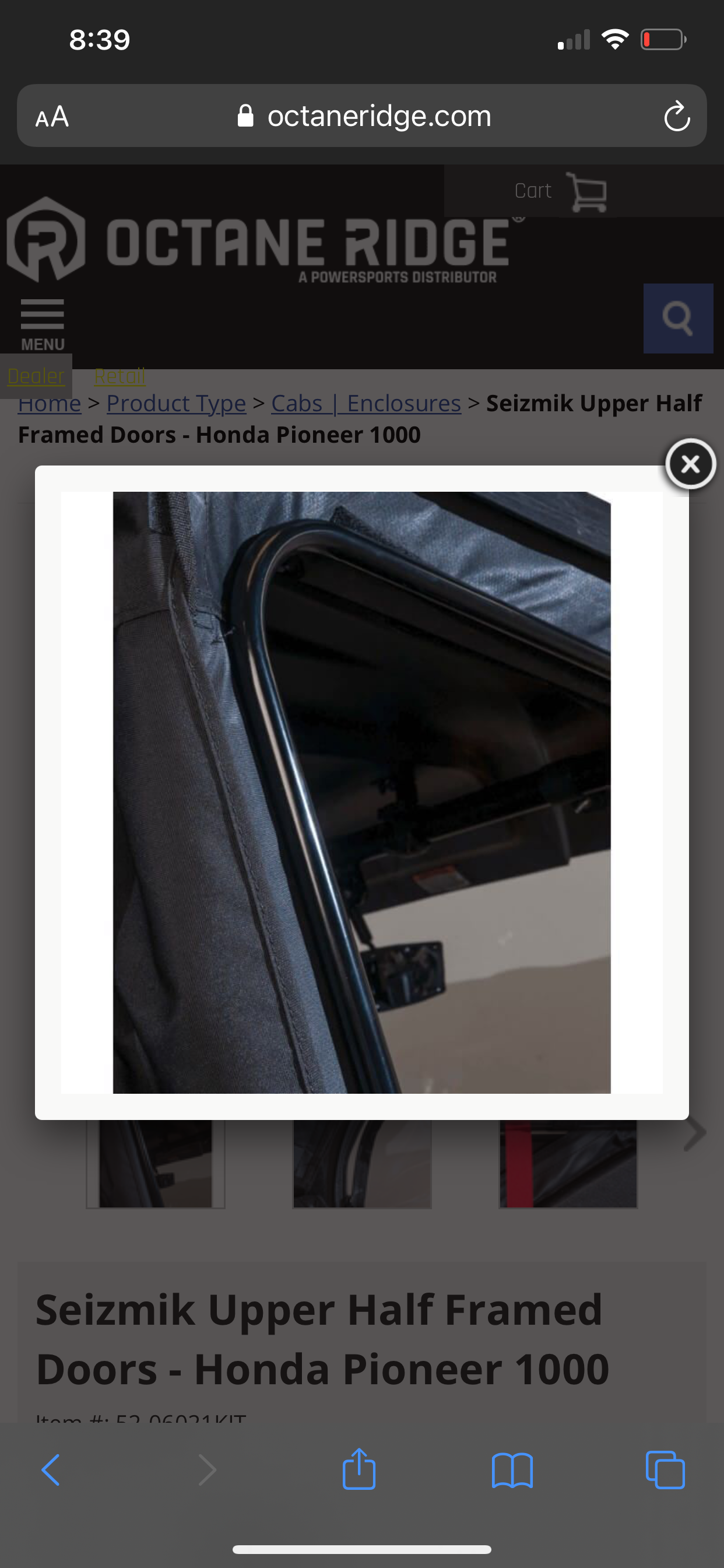 Honda Pioneer 1000 Seizmik Upper Half Framed Doors