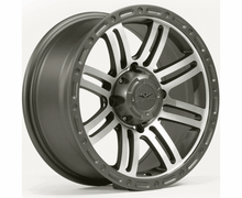 Load image into Gallery viewer, 14&quot;-15&quot; Falcon Ridge Satin Silver and Gun Metal Gray SBL-8S Simulated Beadlock Wheel Set w| Lug Nuts
